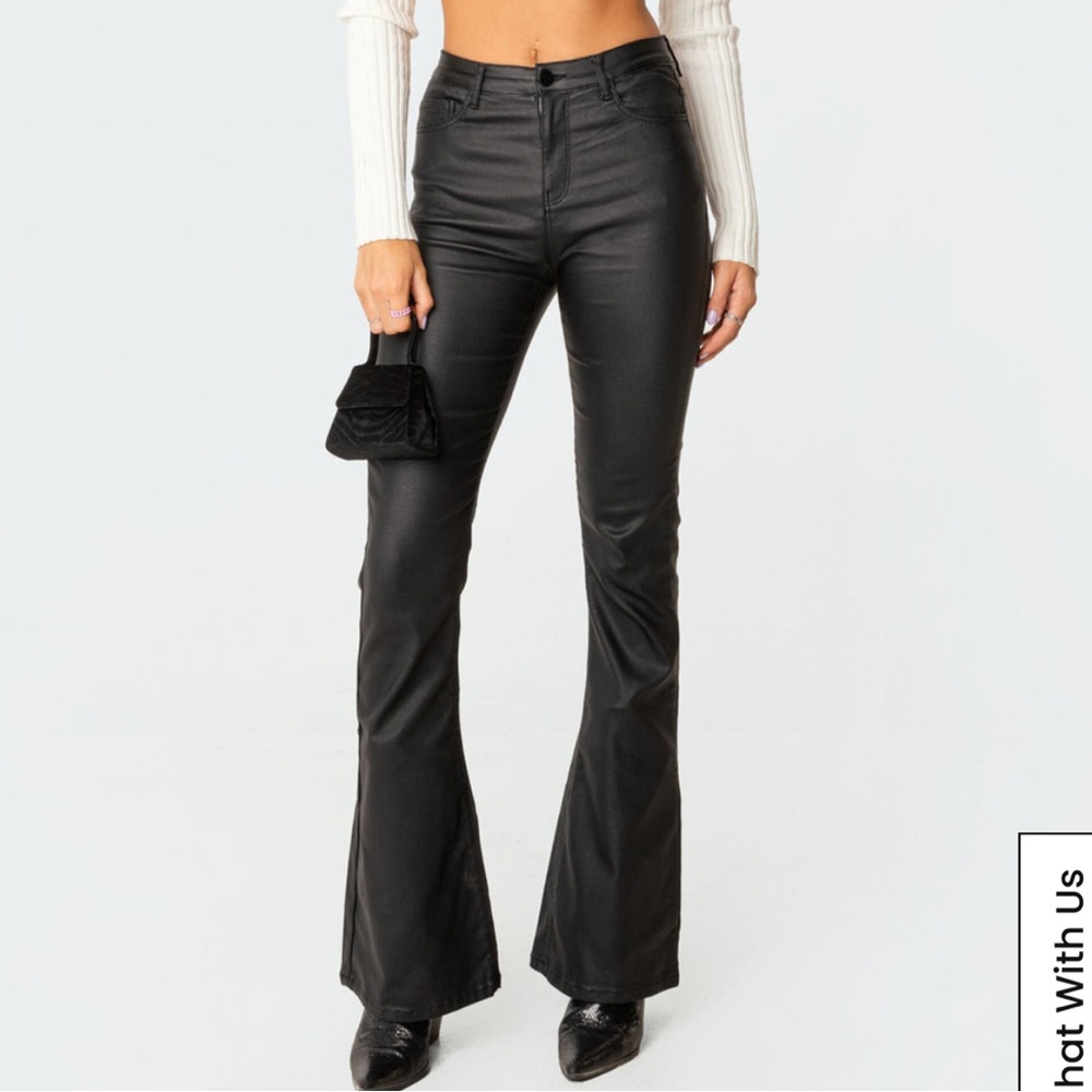 Edikted Black Flared Leather Pants